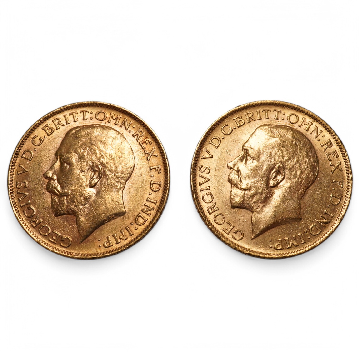 British and Australia gold coins, George V, two gold sovereigns, 1914, EF and 1914P, EF